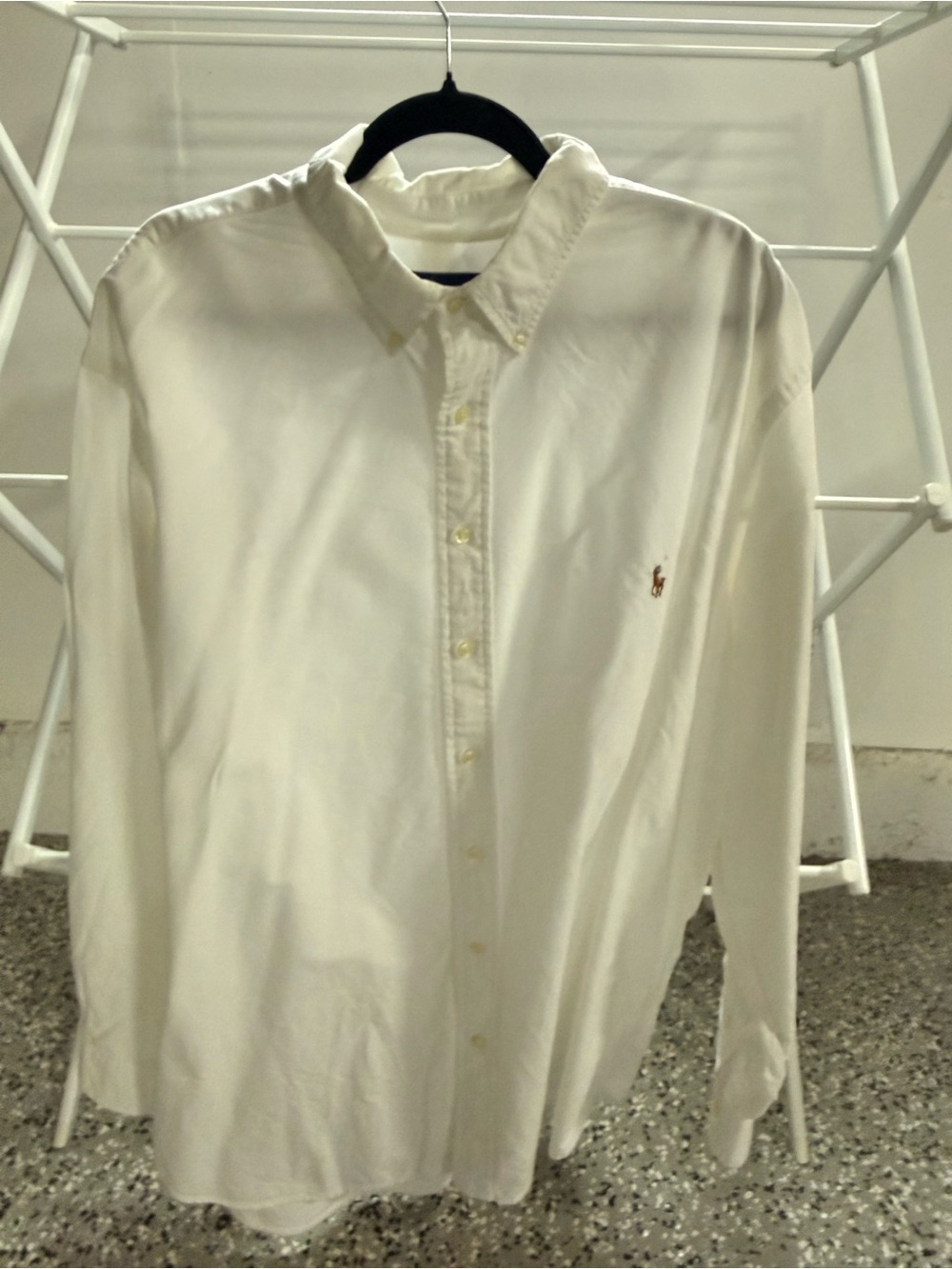 Ralph Lauren White Button-Down Shirt with Polo Player Embroidery
